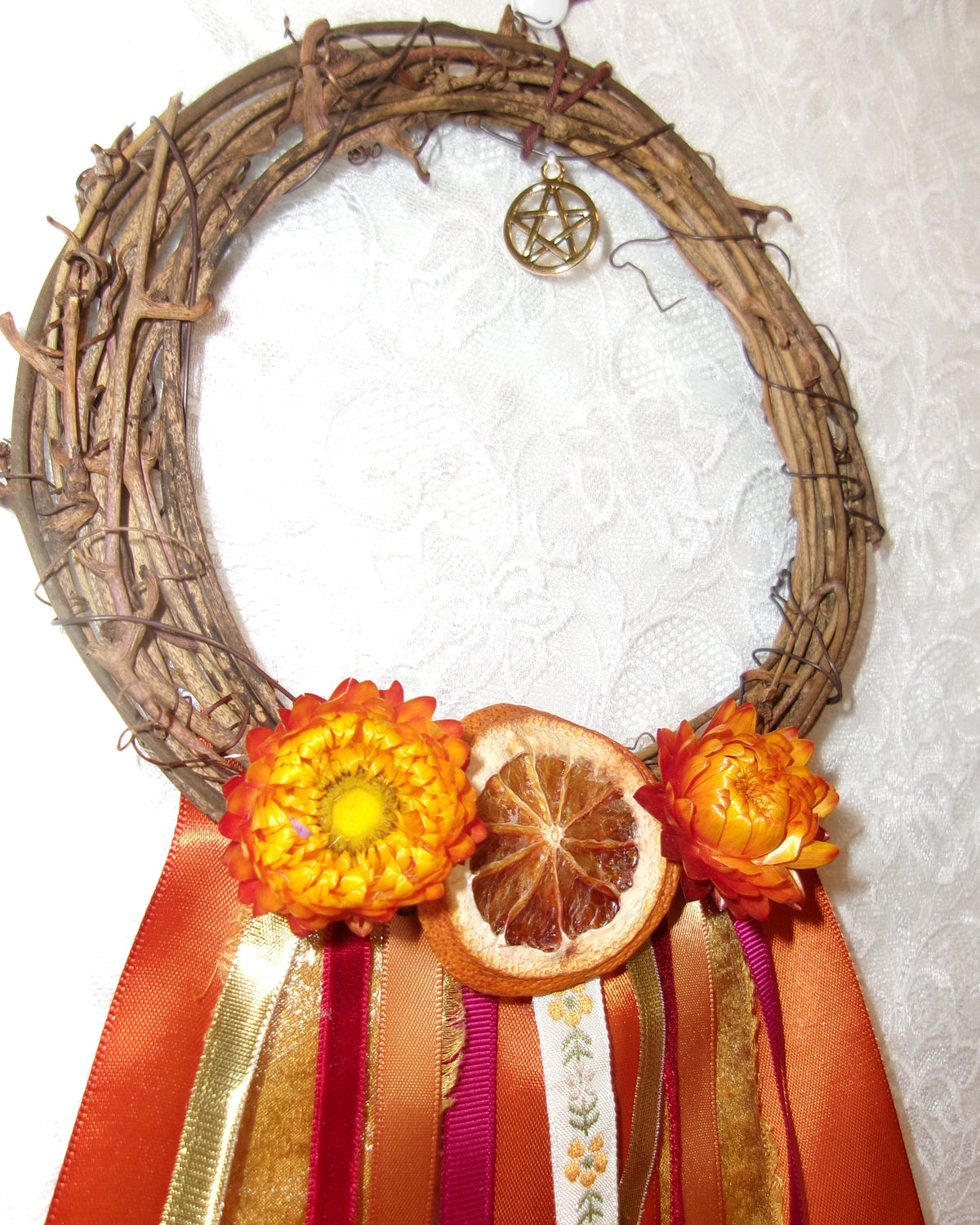 Golden Bloom Pentacle Wreath