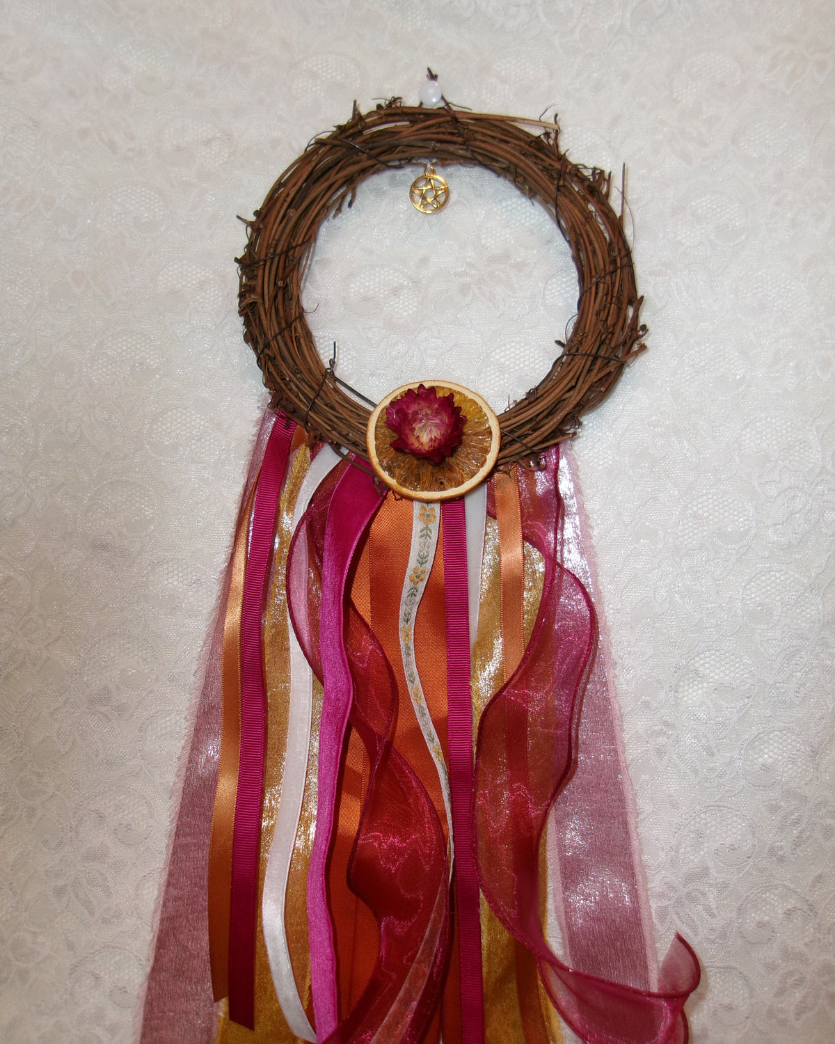 Sunset Orange Pentacle Wreath