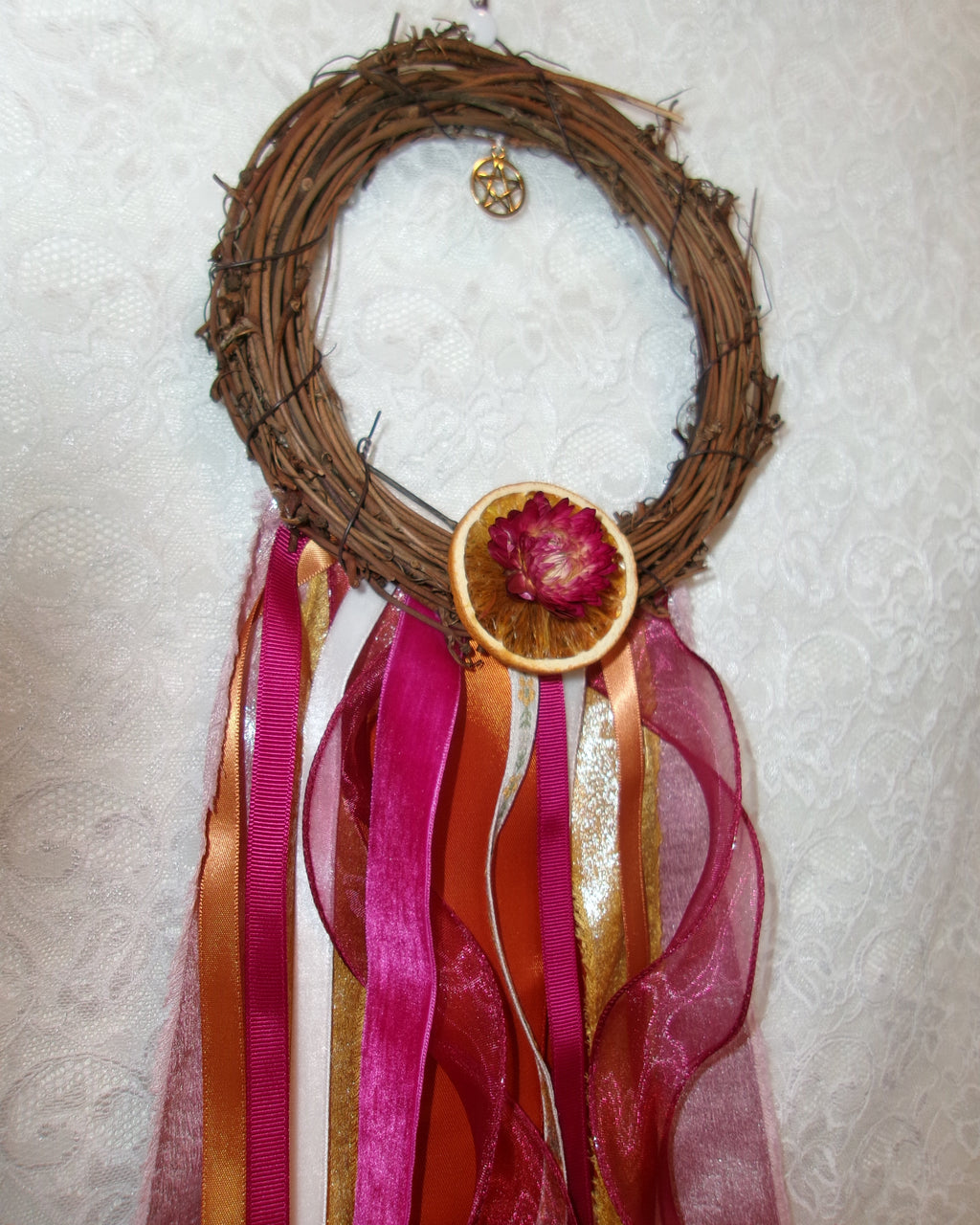 Sunset Orange Pentacle Wreath